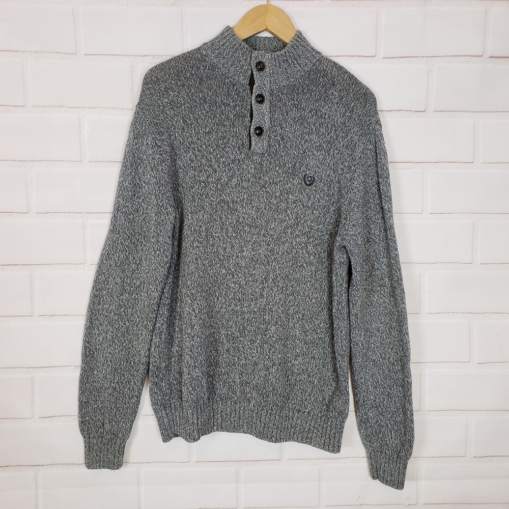 CHAPS Ralph Lauren Elbow Patch Henley Sweater L